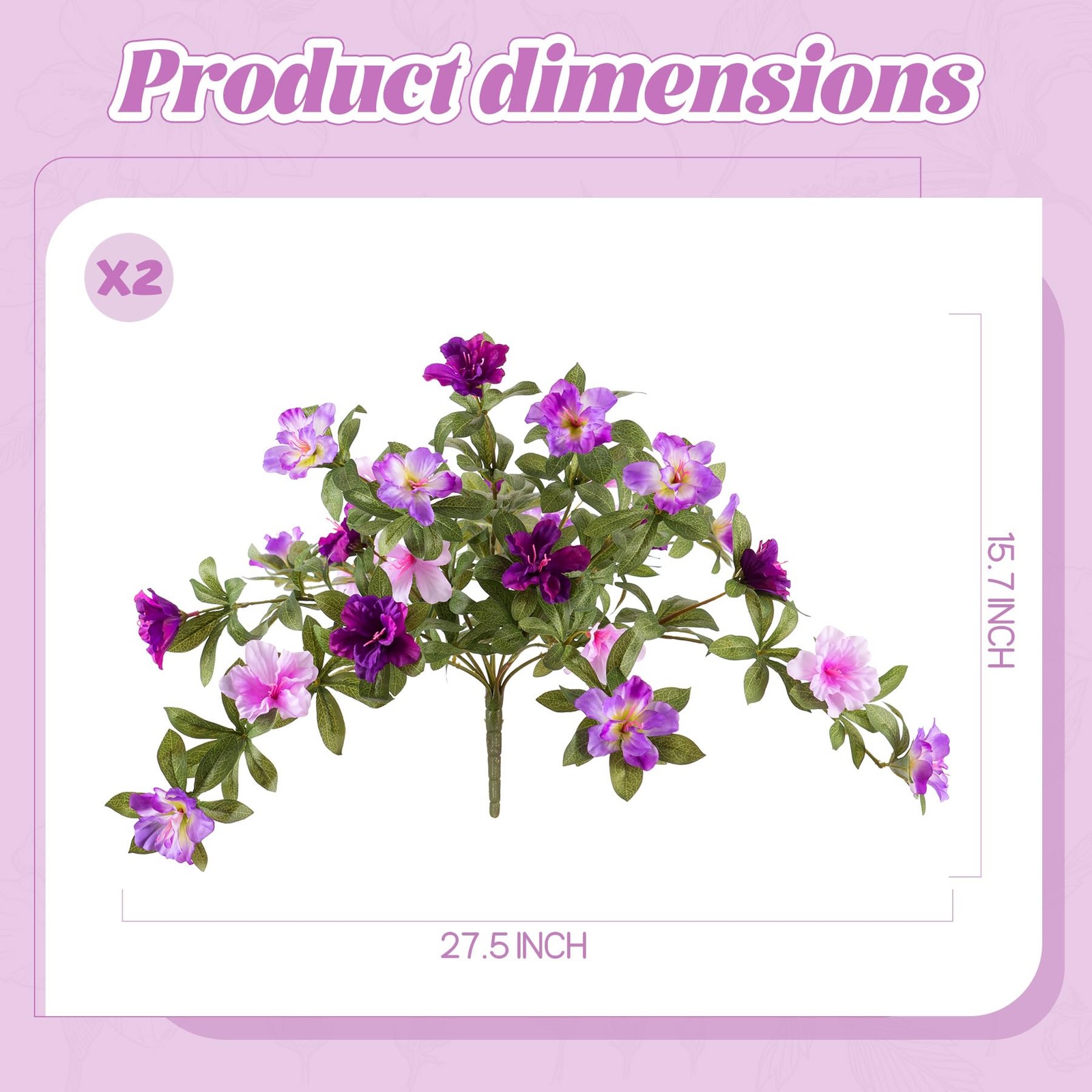 Ammyoo Artificial Fake Azalea Flowers for Outdoor Spring Decoration, Faux Sil…