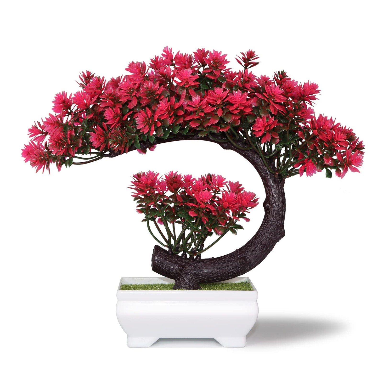 8.5″ Tall Magenta Small Artificial Plants Greenery Desktop Bonsai for Home