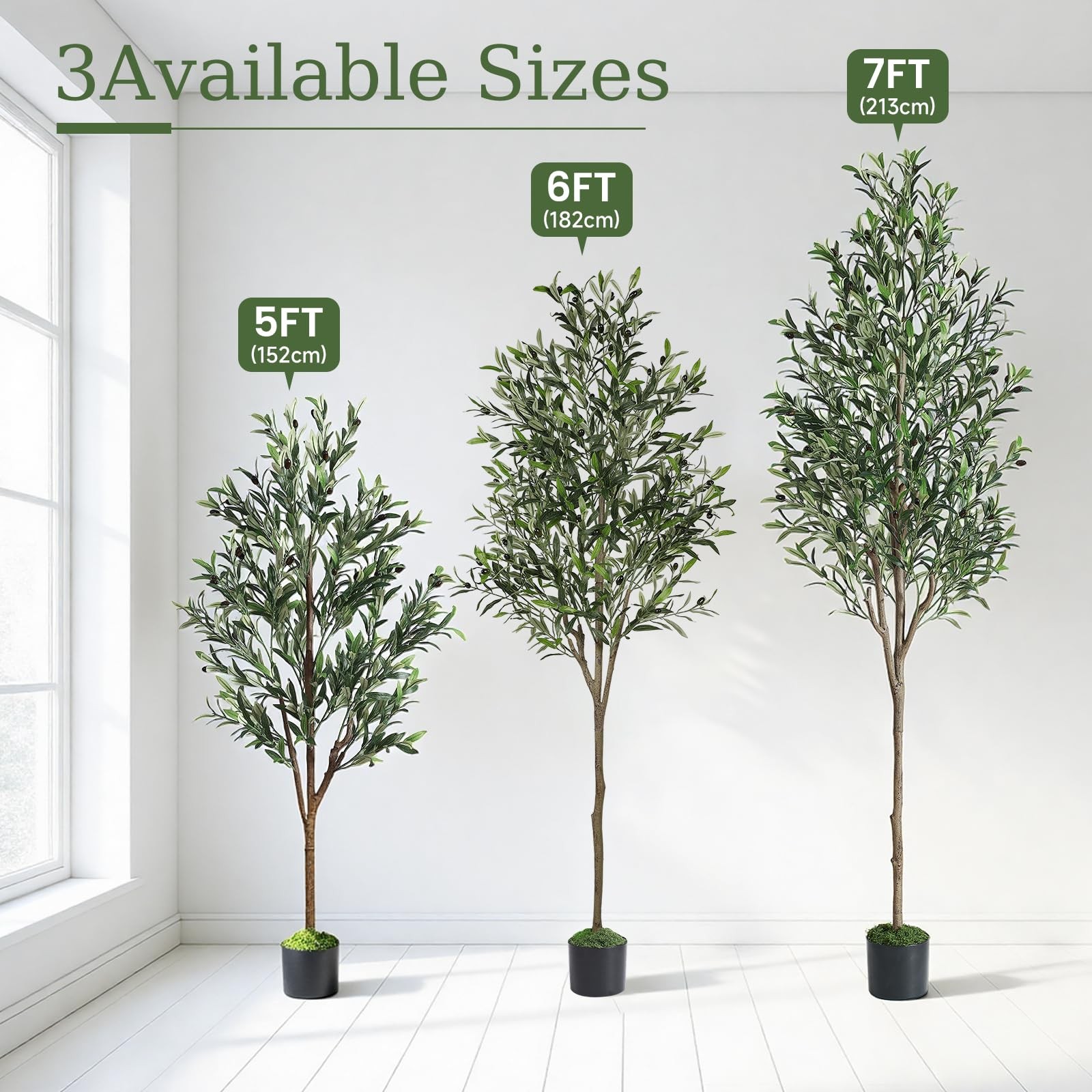 6ft Olive Tree Artificial Indoor, Fake Tree Potted Faux Olive Trees with Life…