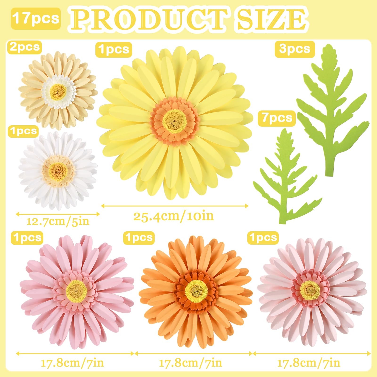 JAZZ Daisy Giant Flower Wall Decor, 3D Large Flower Party Decoration, Artific…
