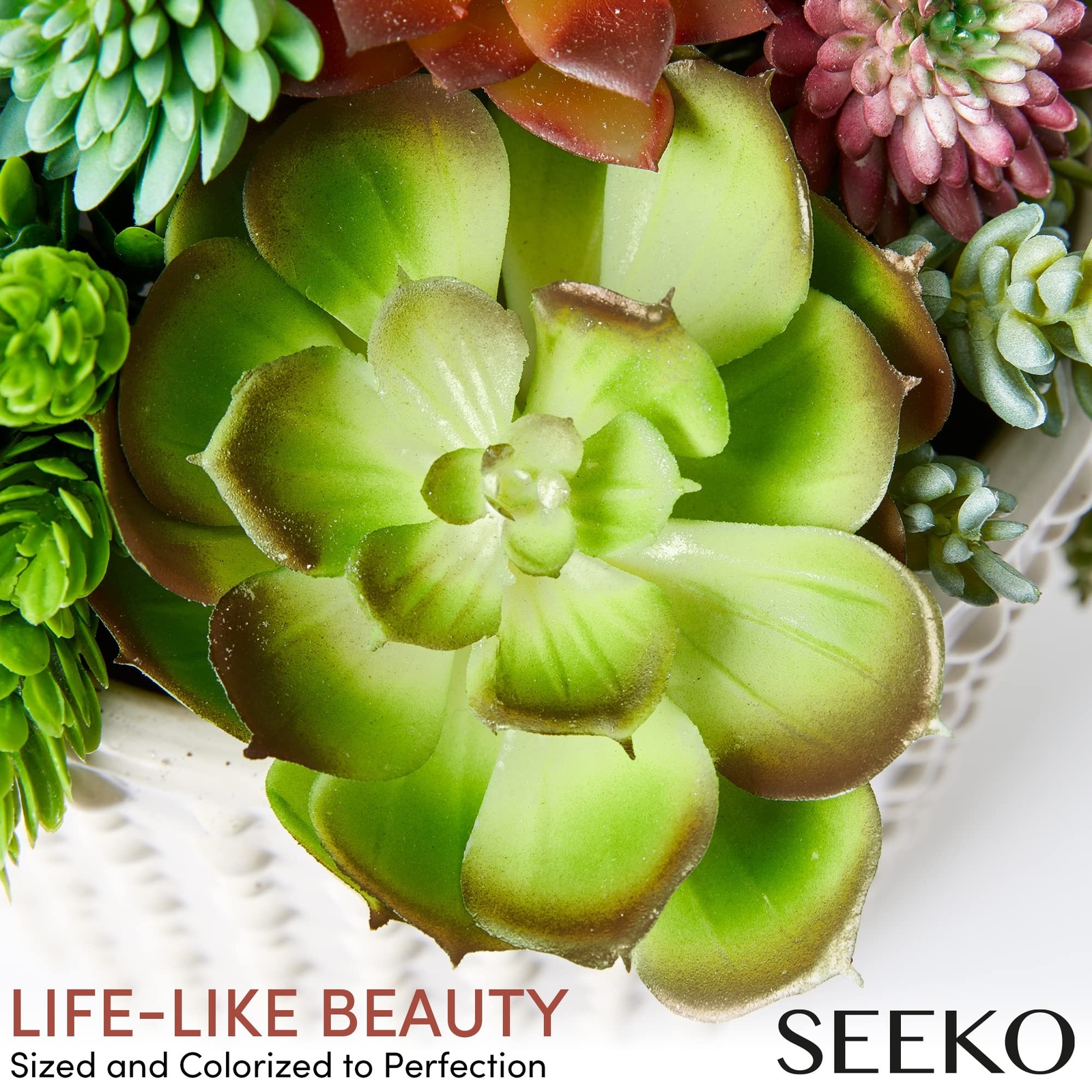 Seeko Artificial Succulents (14 Pack) – Premium Succulent Plants Artificial -…