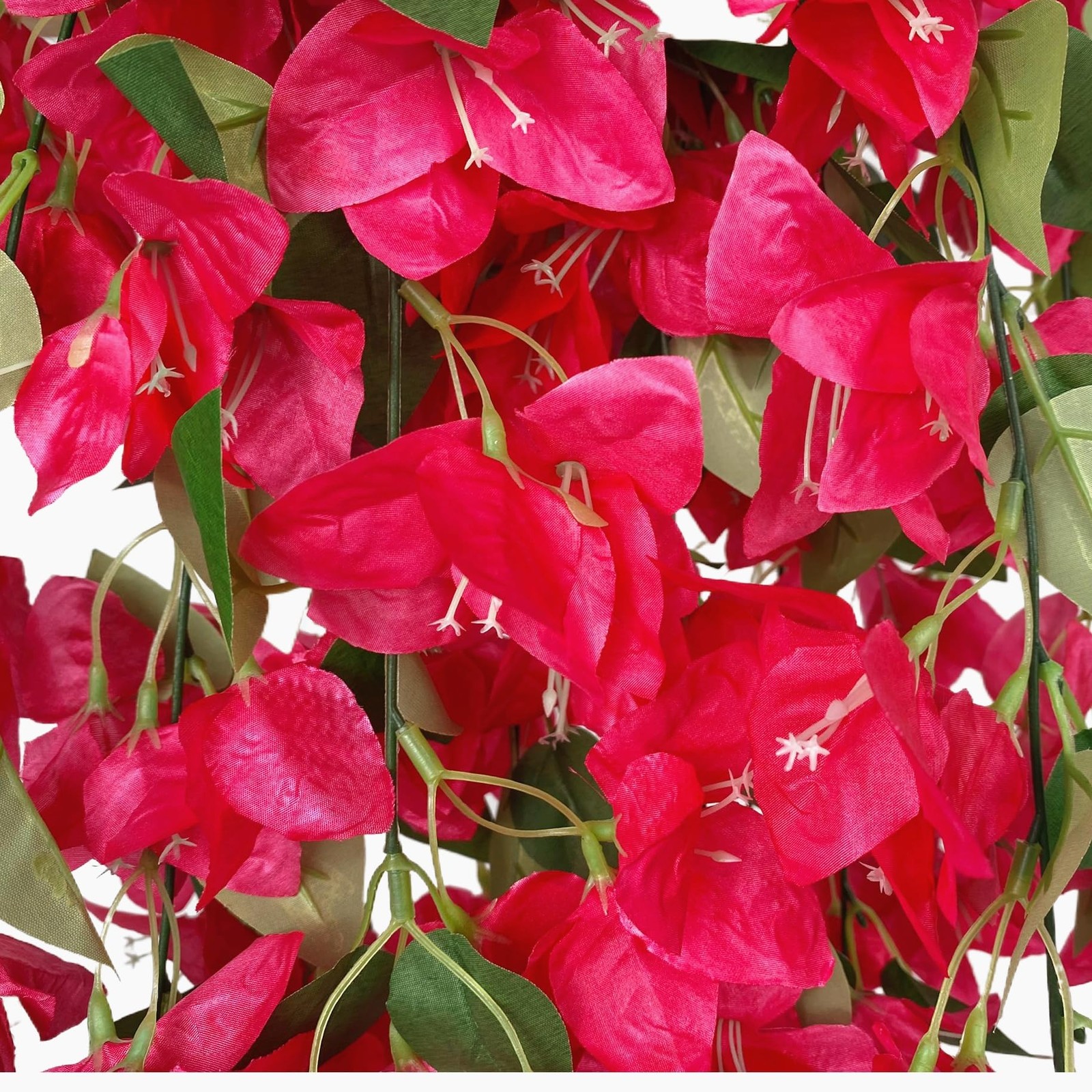 Artificial Hanging Flowers 28.35″ Silk Bougainvillea UV Resistant Faux Flower…