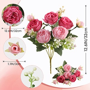 2 Bunches Peony Artificial Flowers Pink Flowers Silk Peonies Bouquets for