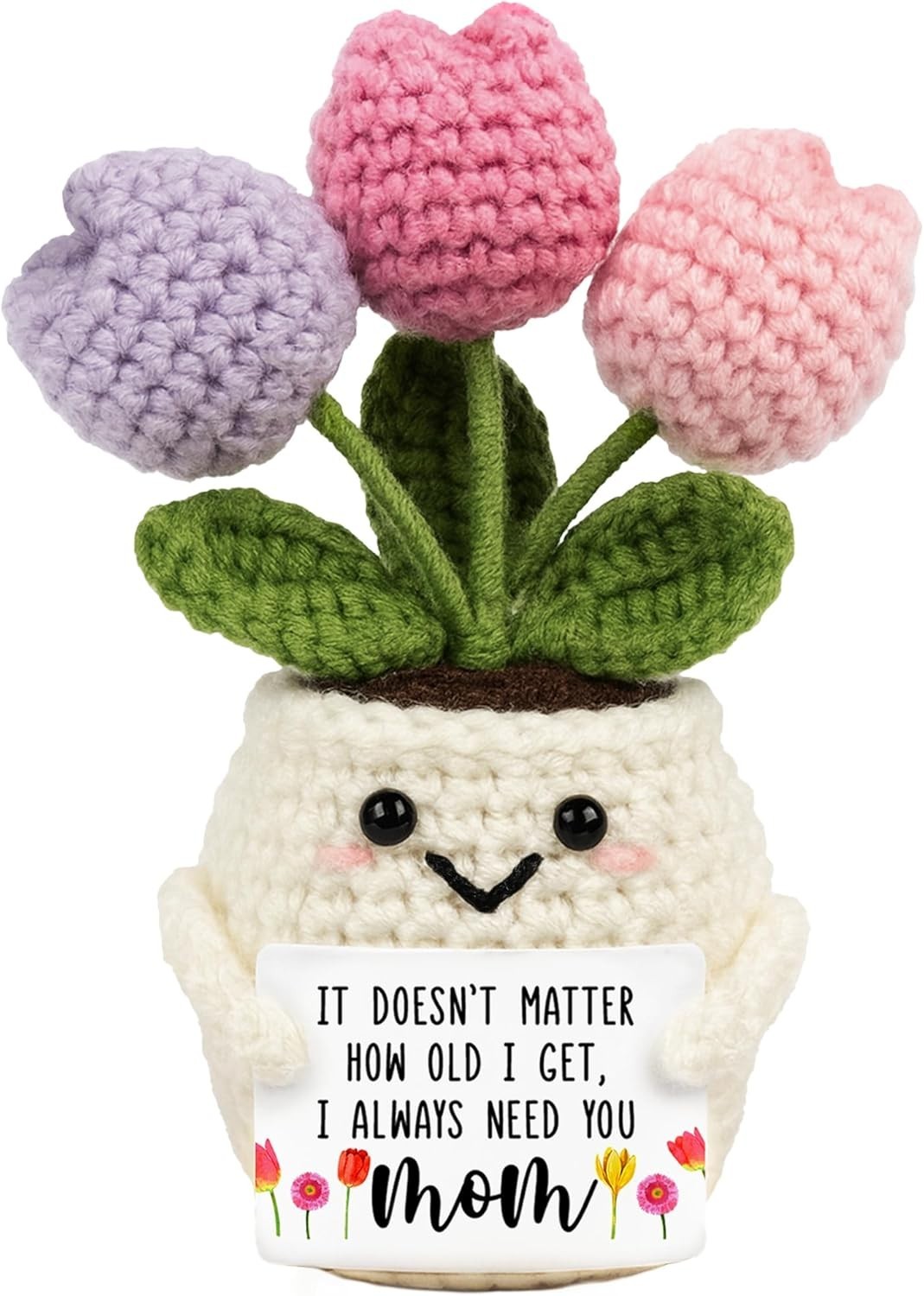 Cute Mothers Day Gift for Mom Crochet Tulip Doll Knitted Flower Birthday Gift Ma