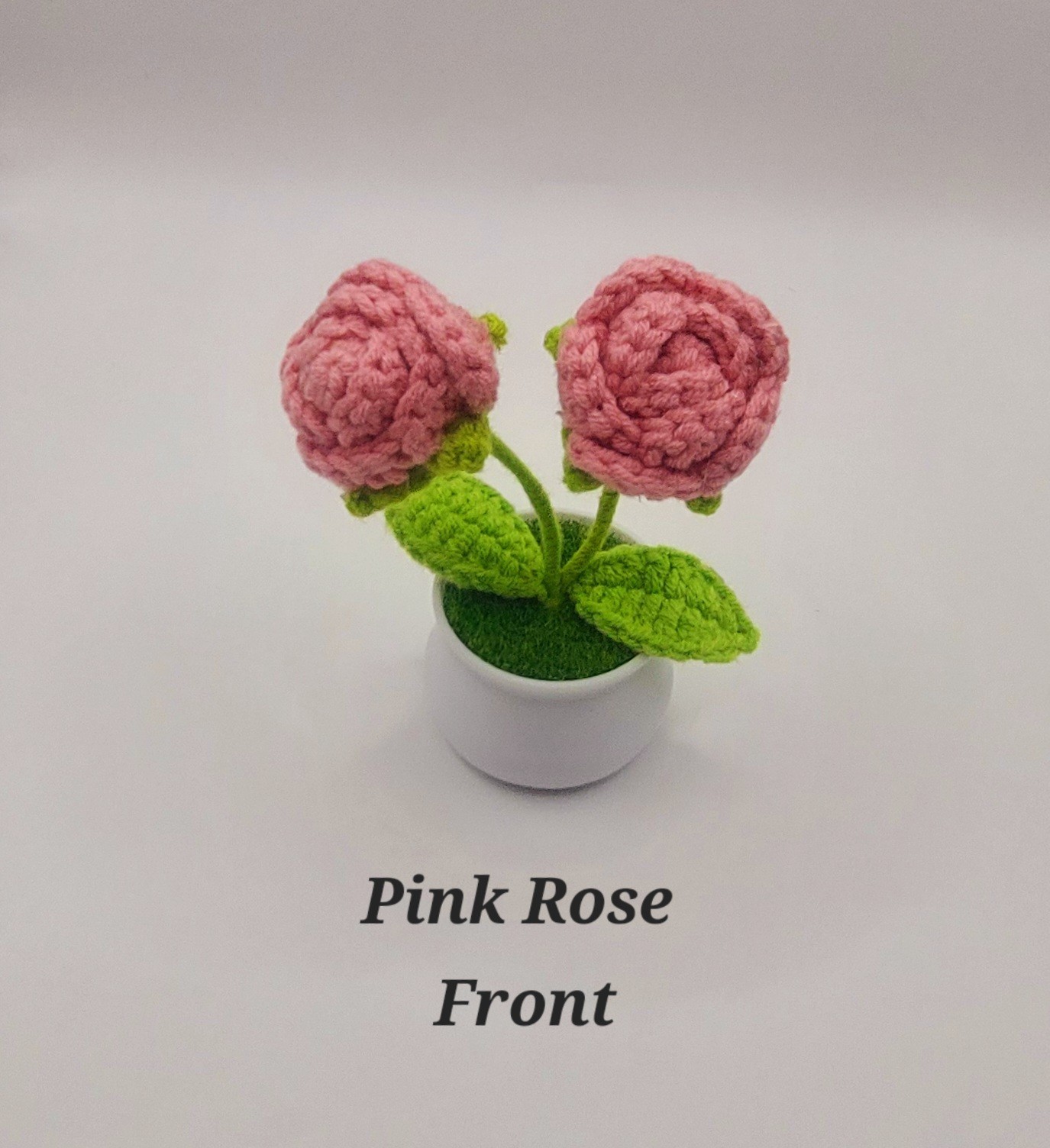 Crocheted Handmade Spring Flowers In Mini Pot W/Grass, Posable~Variety You Pick