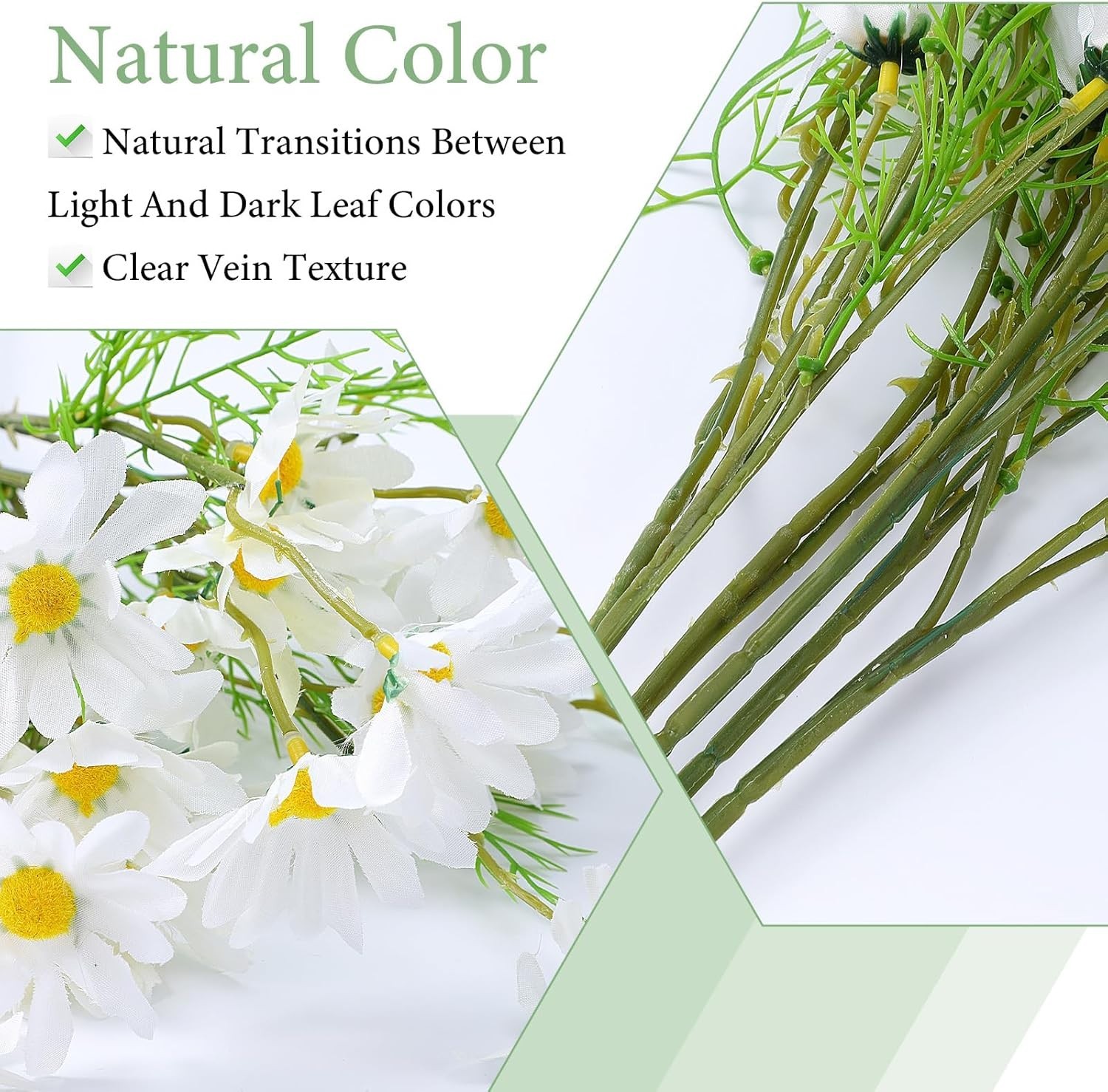 Set of 6 Realistic White Daisy Flowers – 21” for Indoor & Outdoor Decoration