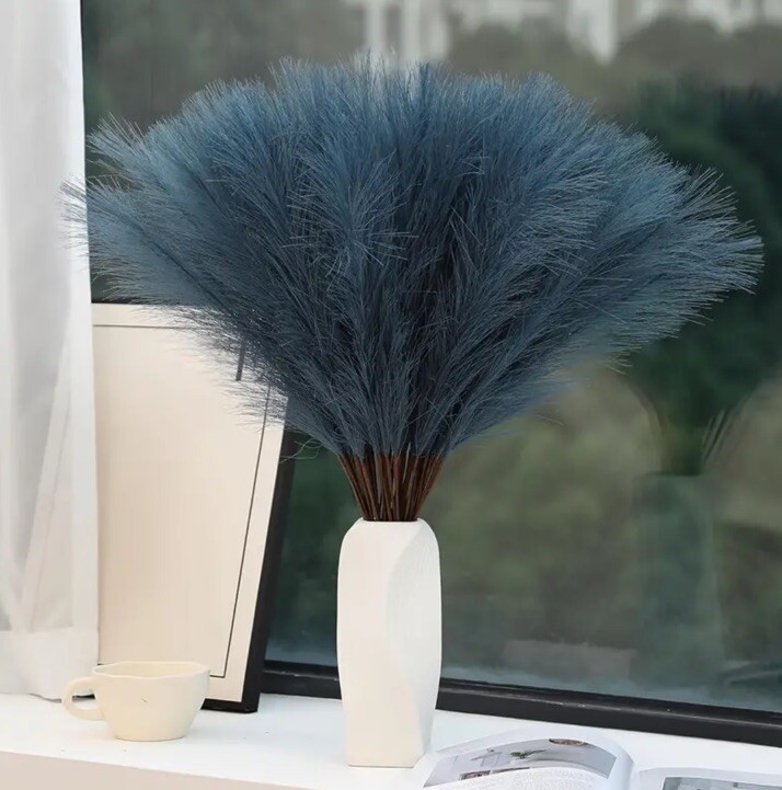 12pcs Pampas Grass – 21.6 Inch Faux Pampas Grass Decor, 12 Pieces Blue