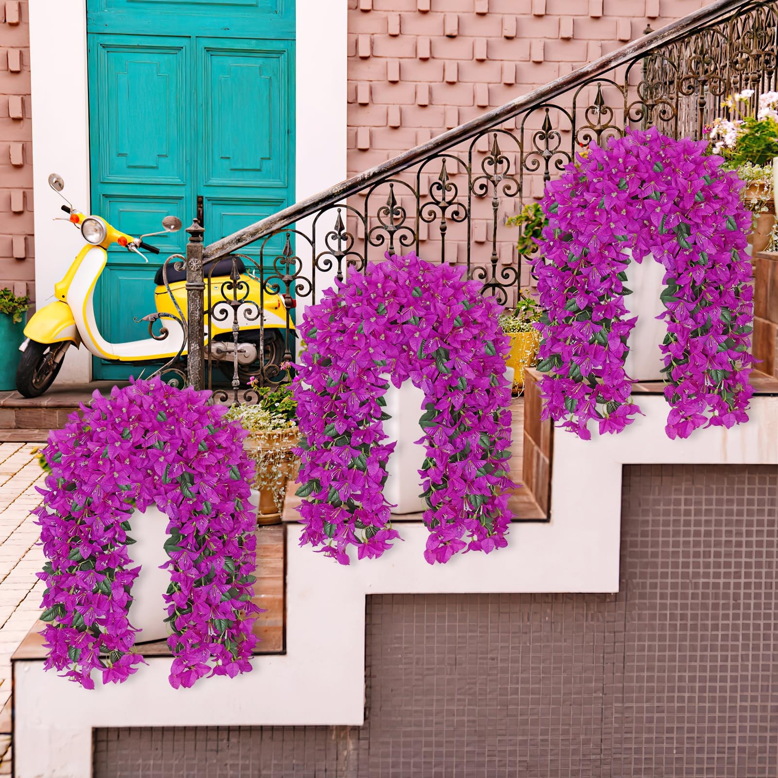 2PCS Faux Bougainvillea UV Resistant Artificial Flowers Plants for Outdoors F…