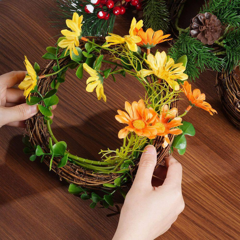 1 In. Natural Vine Wreath Set 8 In. Brown Artificial Plant Type Vine 6 Piece for