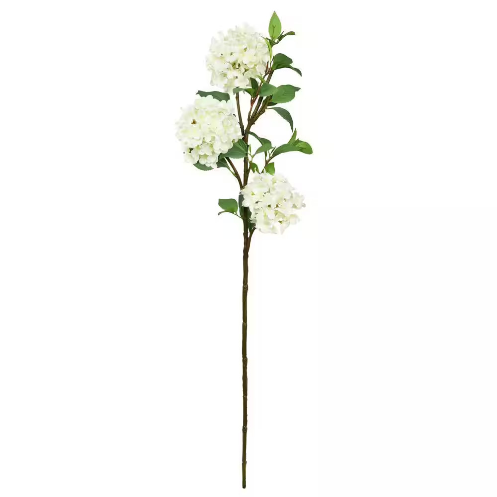 38 In. Deluxe Cream White Artificial Hydrangea Flower Stem Spray Branch (Set of