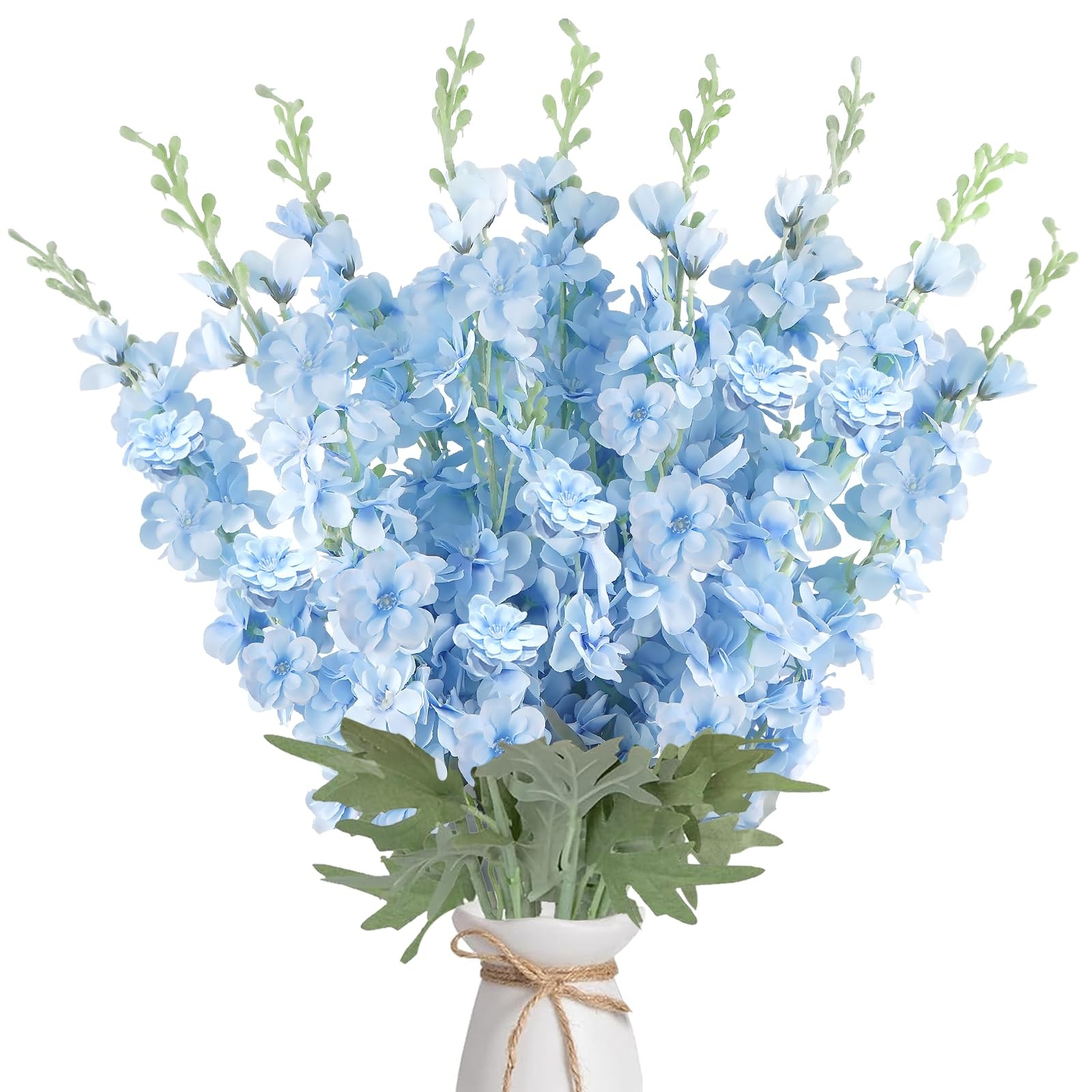COEWUR 16Pcs Light Blue Delphinium Artificial Flower 33.5” Faux Flowers Long…