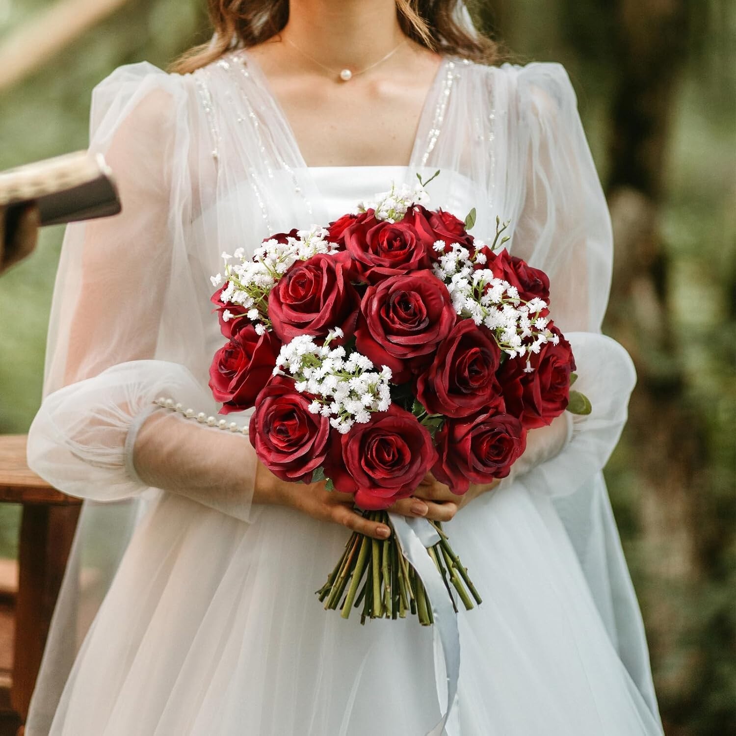 Everlasting 100 Pcs Red Silk Roses – Perfect for Weddings, Parties & Home Decor