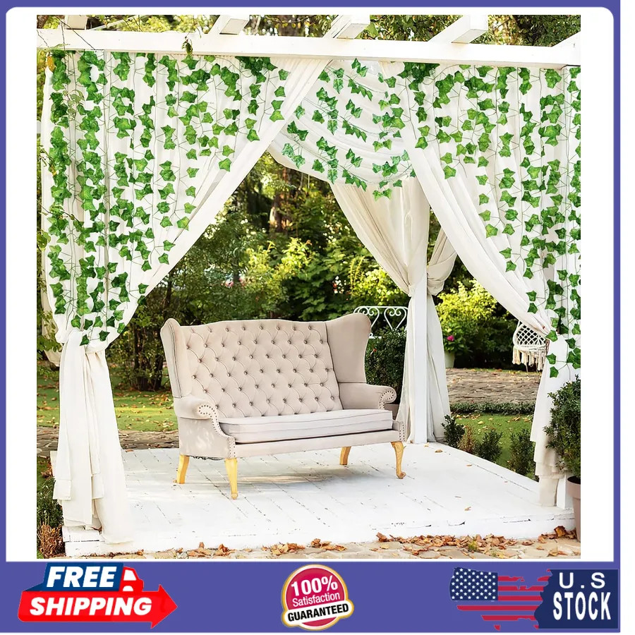 12 Pack 86ft Artificial Ivy Garland Fake Leaf Vine Greenery for Home Wedding…