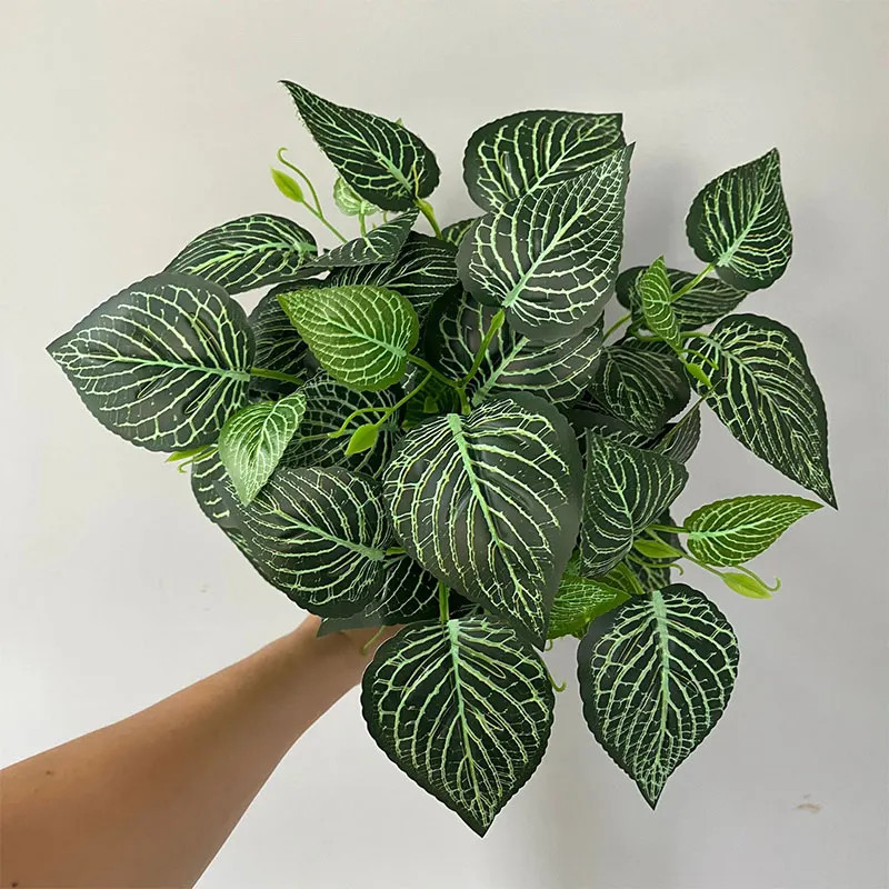 35cm 7 Forks Artificial Plants Fake Leaf Plant Wall Plastic Scindapsus Leaves Fl