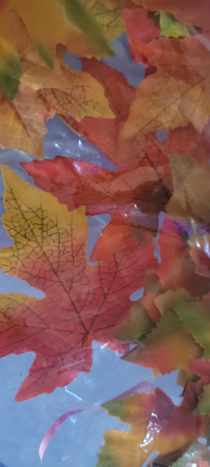 Lot of Fake Fall Leaves Yellow Red Green Veins Decorative Holiday Thanksgiving