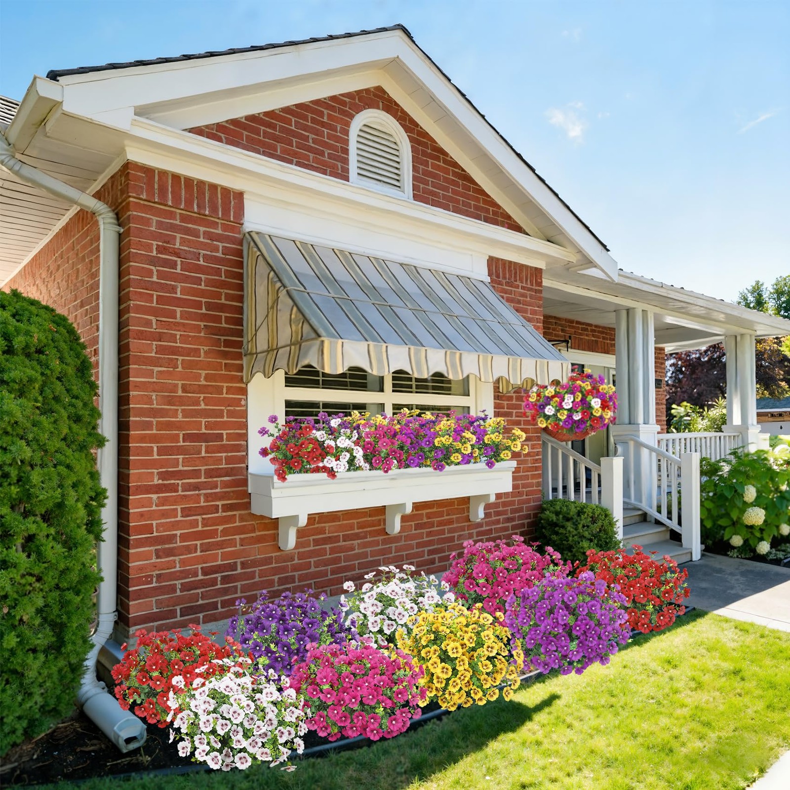 24 Bundles Artificial Flowers for Outdoors Fake Silk Flowers UV Resistant Fau…