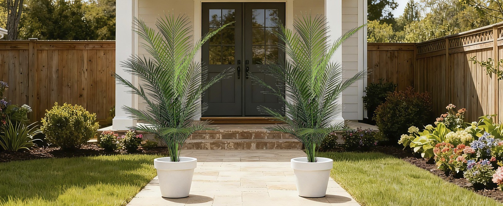 2 Pack 4FT Artificial Areca Palm Tree, Fake Tropical Indoor Outdoor Decorative