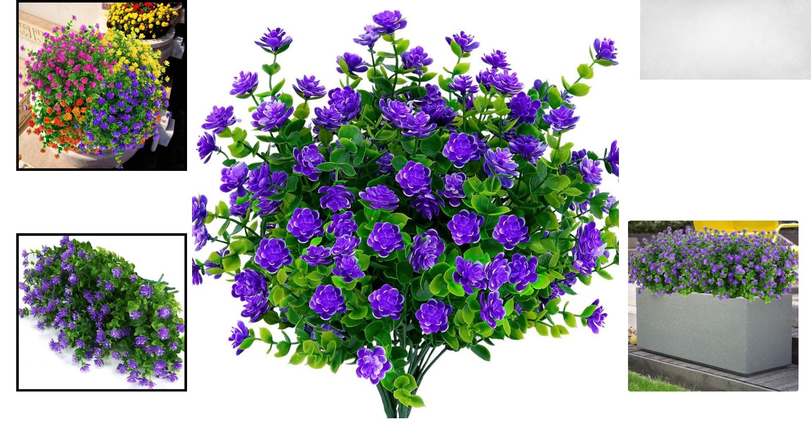 Vibrant UV-Resistant Purple Faux Flowers – 4 Pack for Home & Event Decor