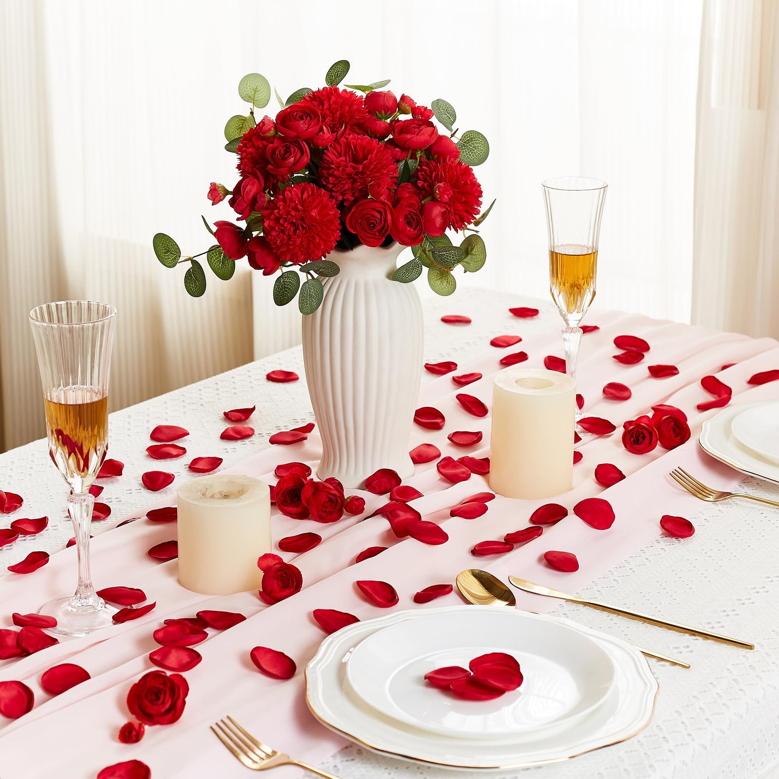 400 PCS Fake Red Rose Petals Artificial Silk Flower Romantic Wedding Night