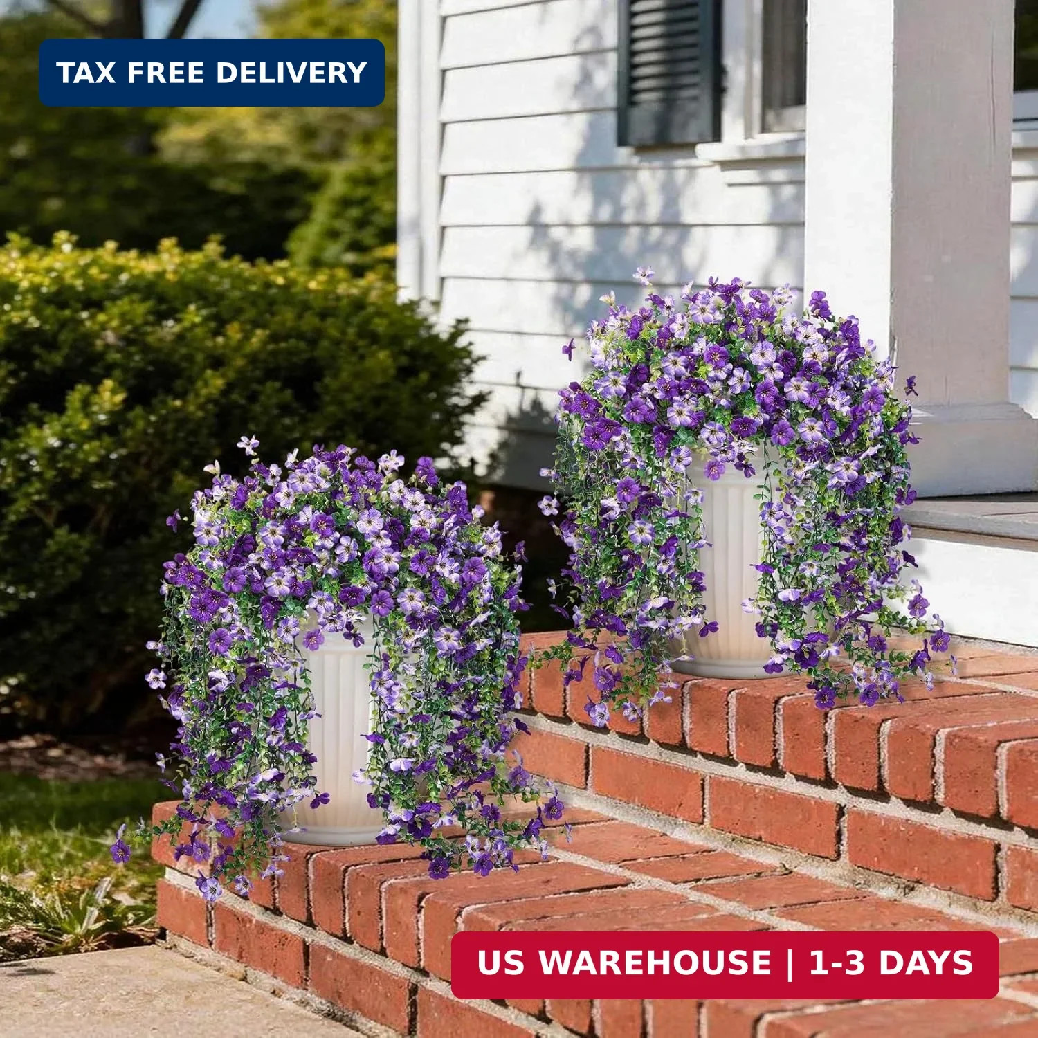 Artificial Hanging Flowers for Outdoors Faux Plants Spring Porch Decor 2 Pcs