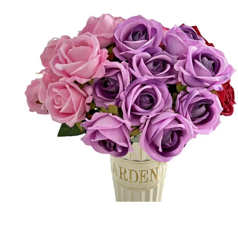 9 Heads silk Rose Artificial Flower Bouquet Home Table Vase Deco Floral
