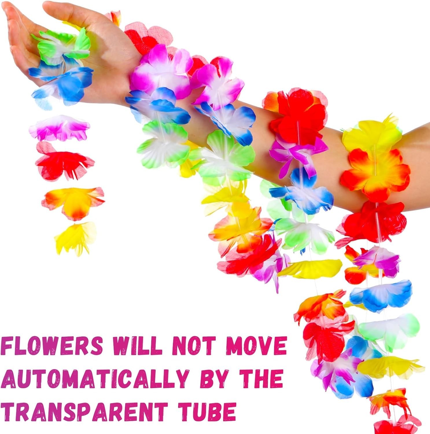 20 Pcs Multicolor Tropical Flower Lei Garland 60 Pcs 8 Inch Palm Leaves Artifici