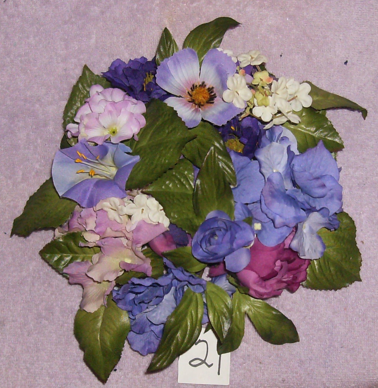 SILK LAVENDER FLORAL CENTERPIECE PILLAR CANDLE RING 10″ ARTIFICIAL #21