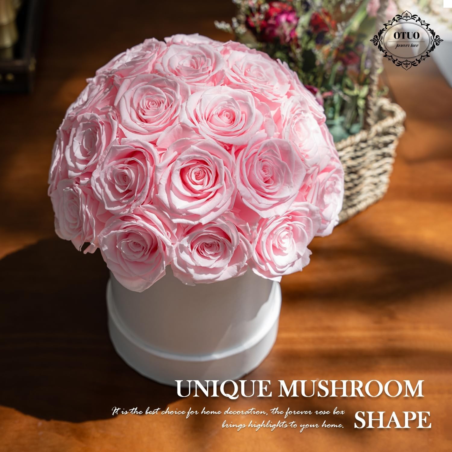 27 Preserved Roses in Round Dome Shape, Mother’s Day Real Forever Flowers Rose B