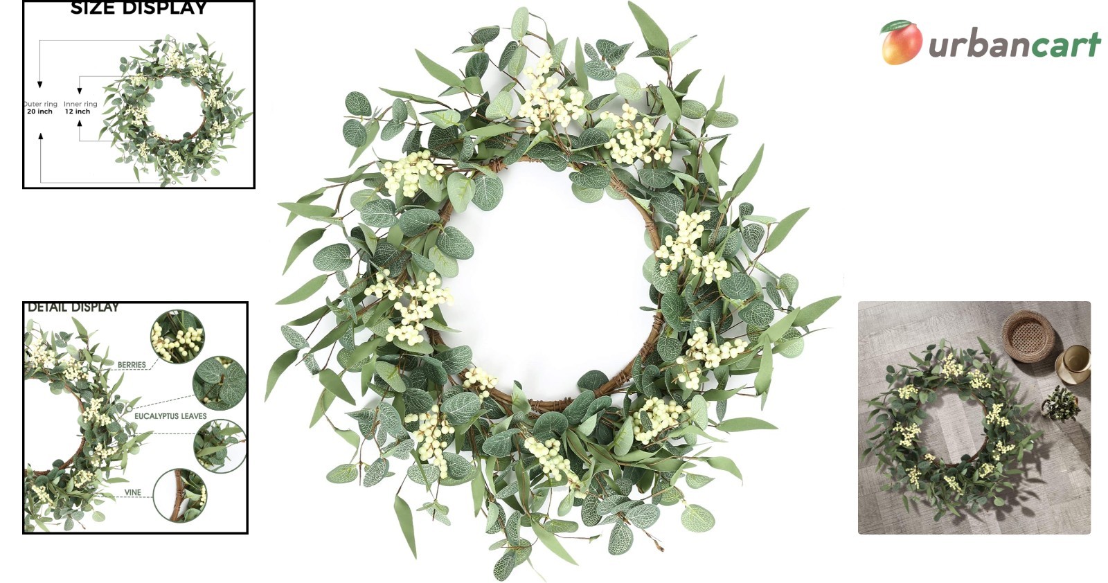 All-Season Eucalyptus Wreath for Front Door & Decor