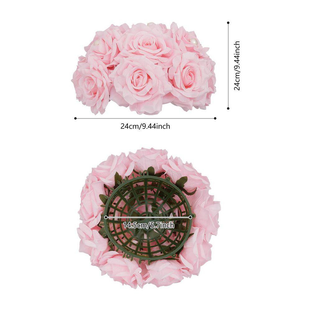 9.4 In. Pink Indoor/Outdoor Artificial Rose Flower Wedding Banquet Artificial Fl