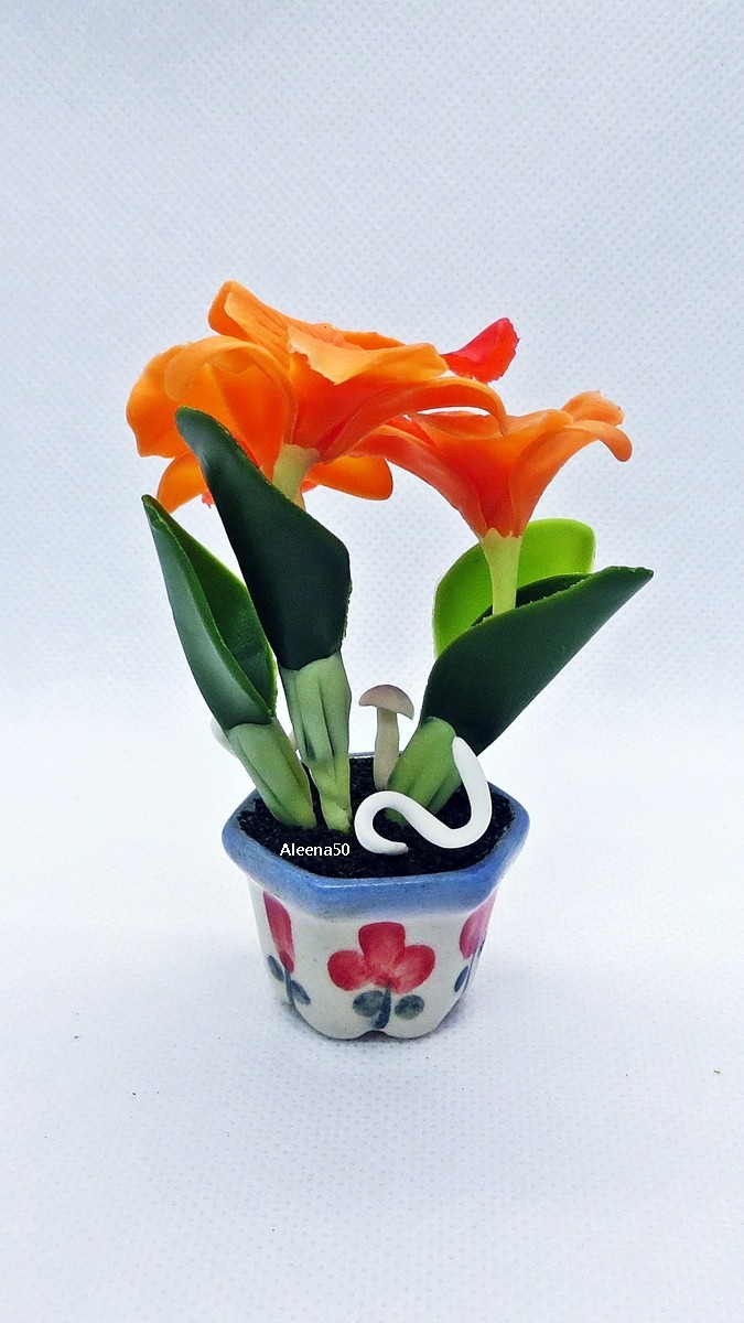 US Stock 3″H Hand-Clay-Crafted Artificial Mini Ruffled Cattleya Orchid-Potted