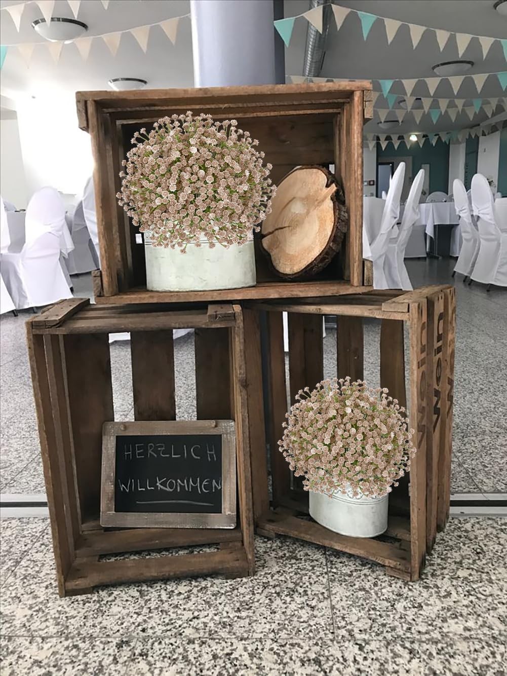 30 PCS Babys Breath Artificial Flowers Plastic Faux Gypsophila Fall White