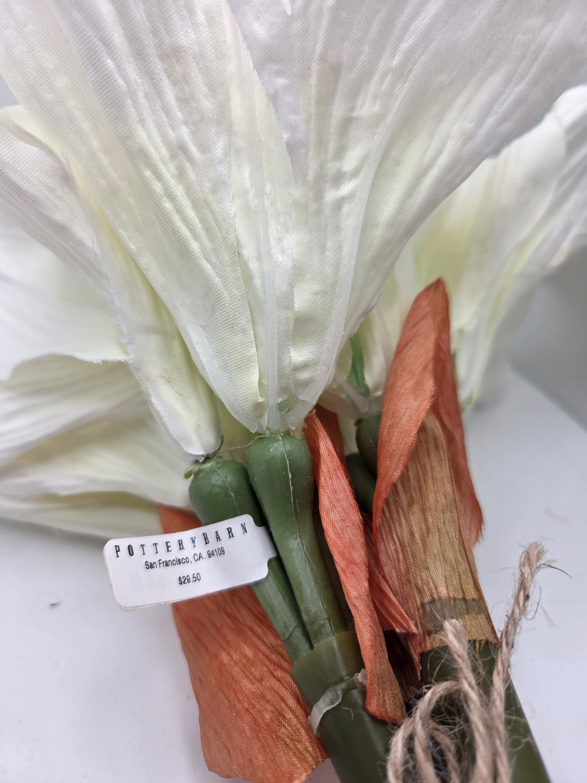 New Pottery Barn Faux Flowers White Amaryllis 3 Stems Set 2 Bundle Arrangement