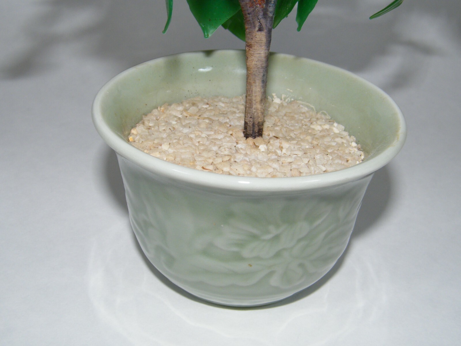 COLORED GLASS FLOWERS IN POT 10″ BONSAI TREE WHITE PINK GREEN POTTED