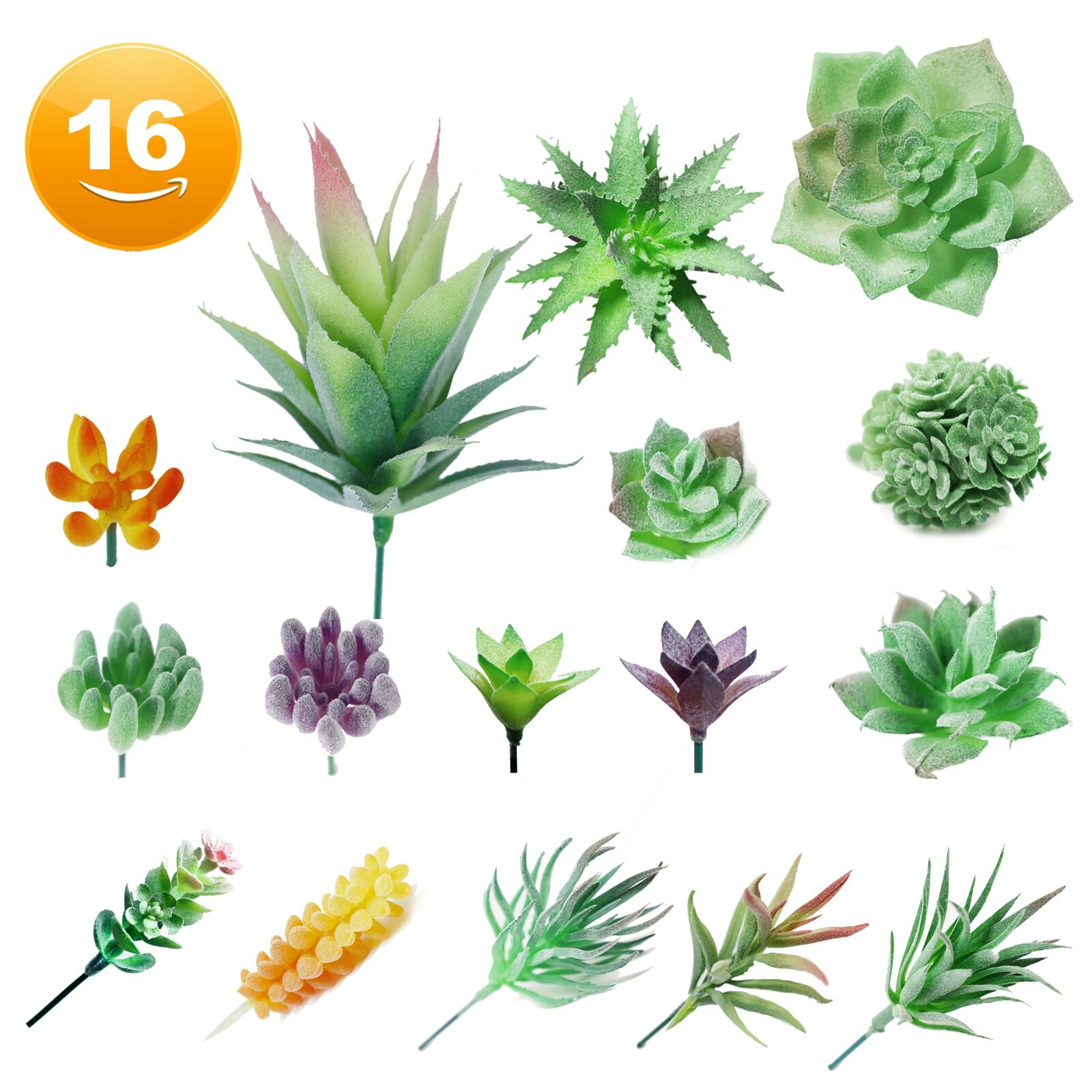 Artificial Succulent Plants Faux Assorted- 16 pc Unpotted Faux Succulent Plants