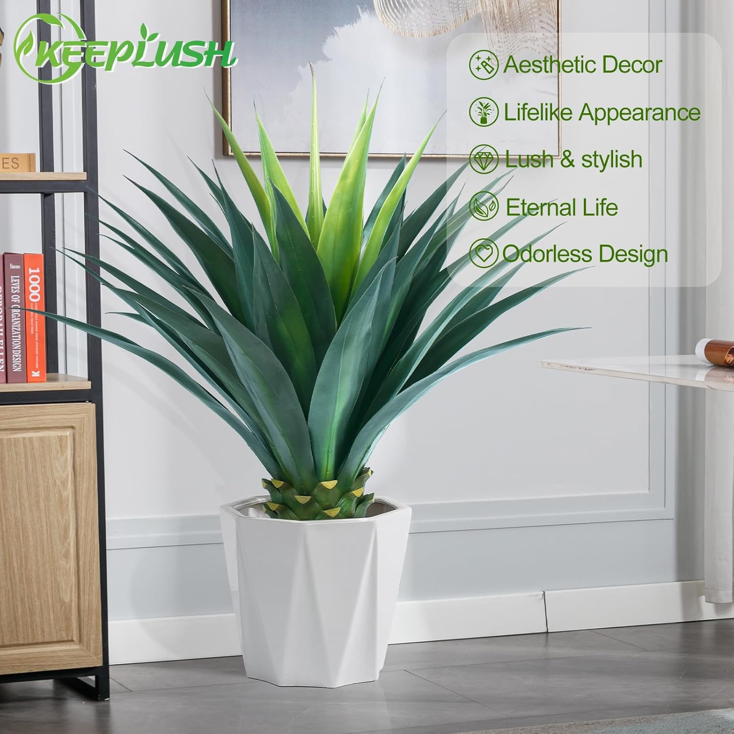 3.5Ft Faux Agave Plant in Black Pot – Perfect for Home, Office & Patio Decor