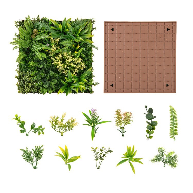 20″ x 20″ Indoor Hanging Artificial Plant Wall w/11 Types of Mixed Faux Plants