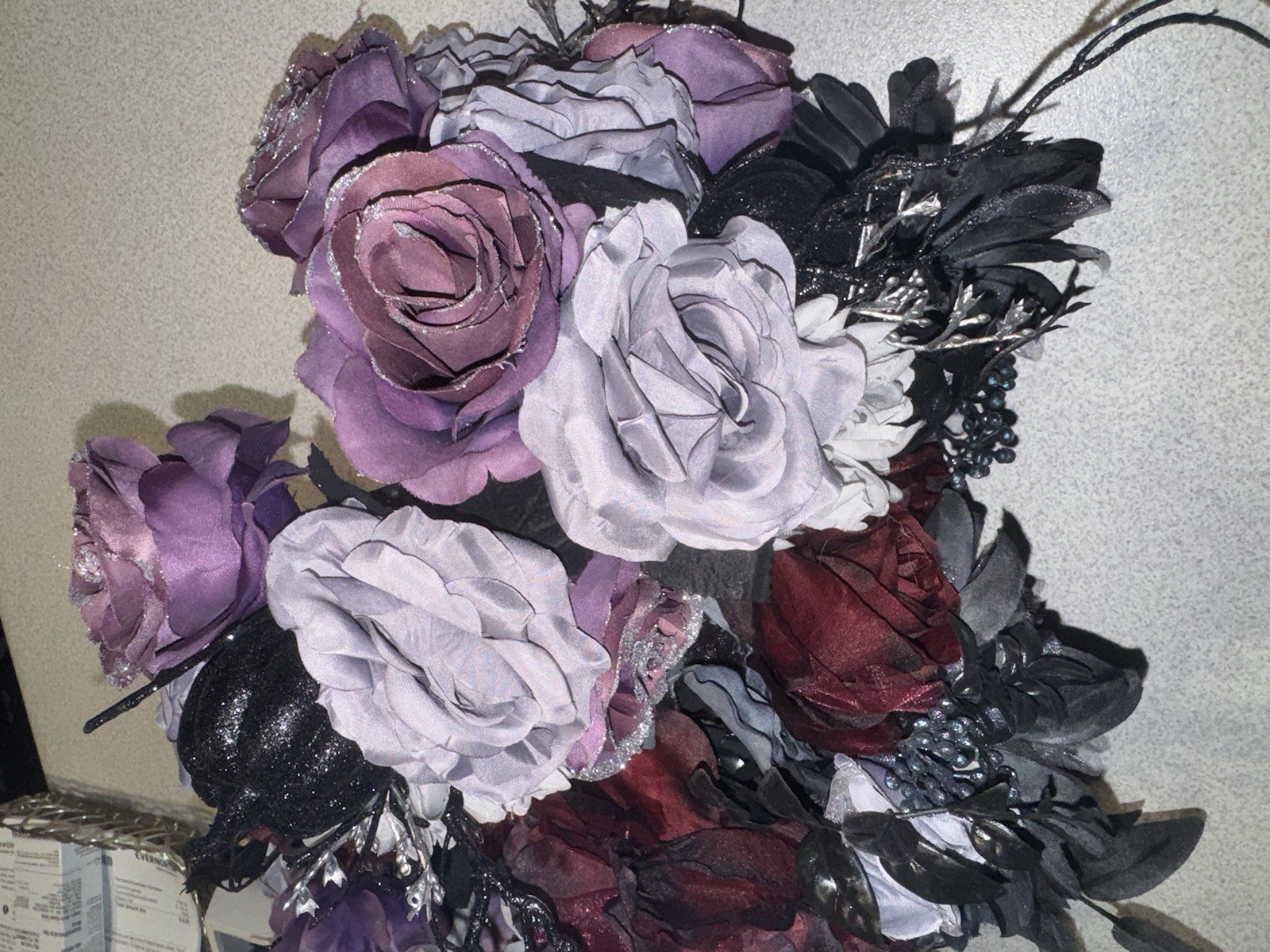 Lot Of 10 Ashland Halloween Red Black Gray Roses Peony Elegant Floral Bouquet