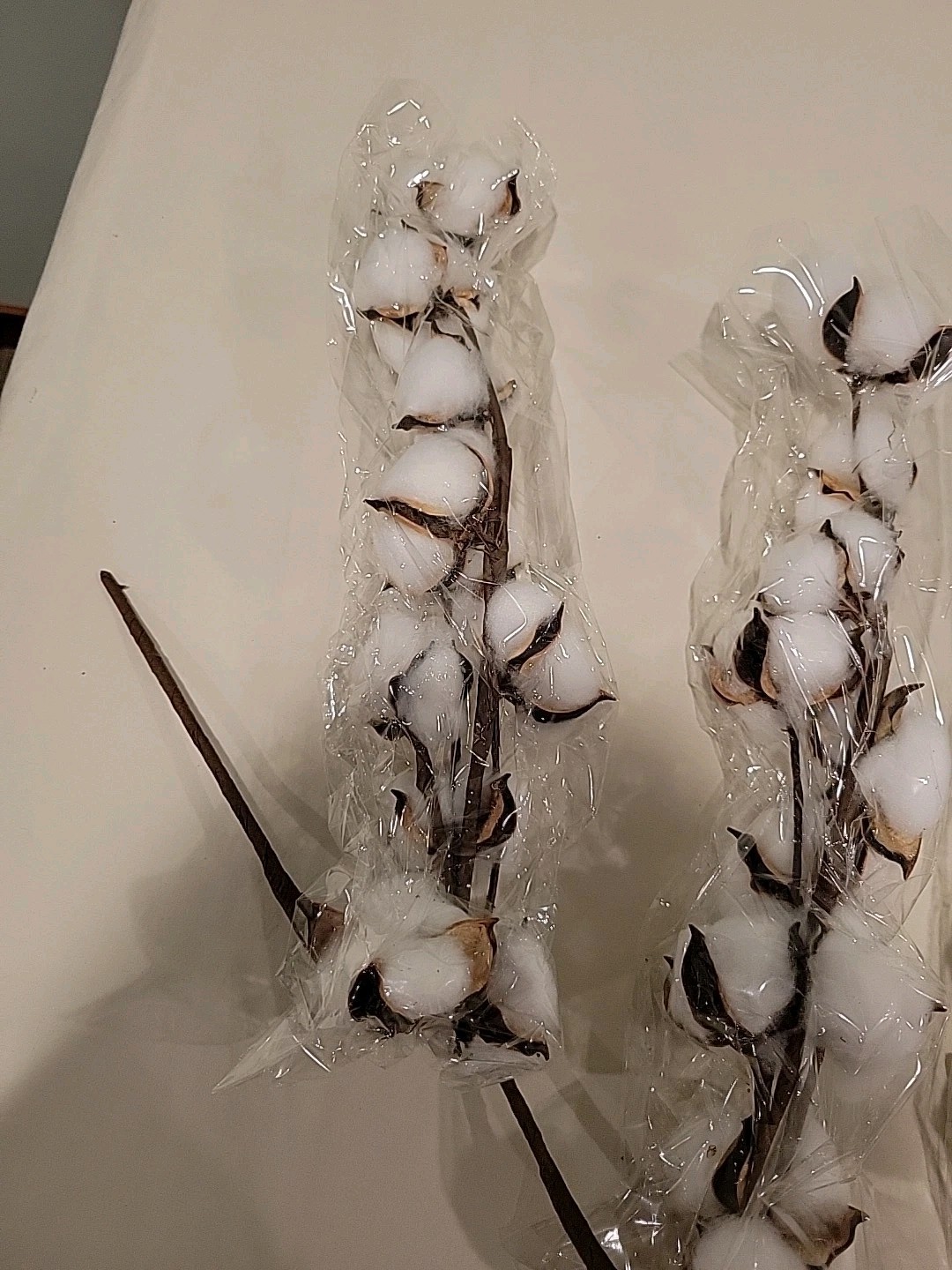 20” Cotton Stem Spray Pick Branch Lot Of 5 Farmhouse Country Home Decor NEW