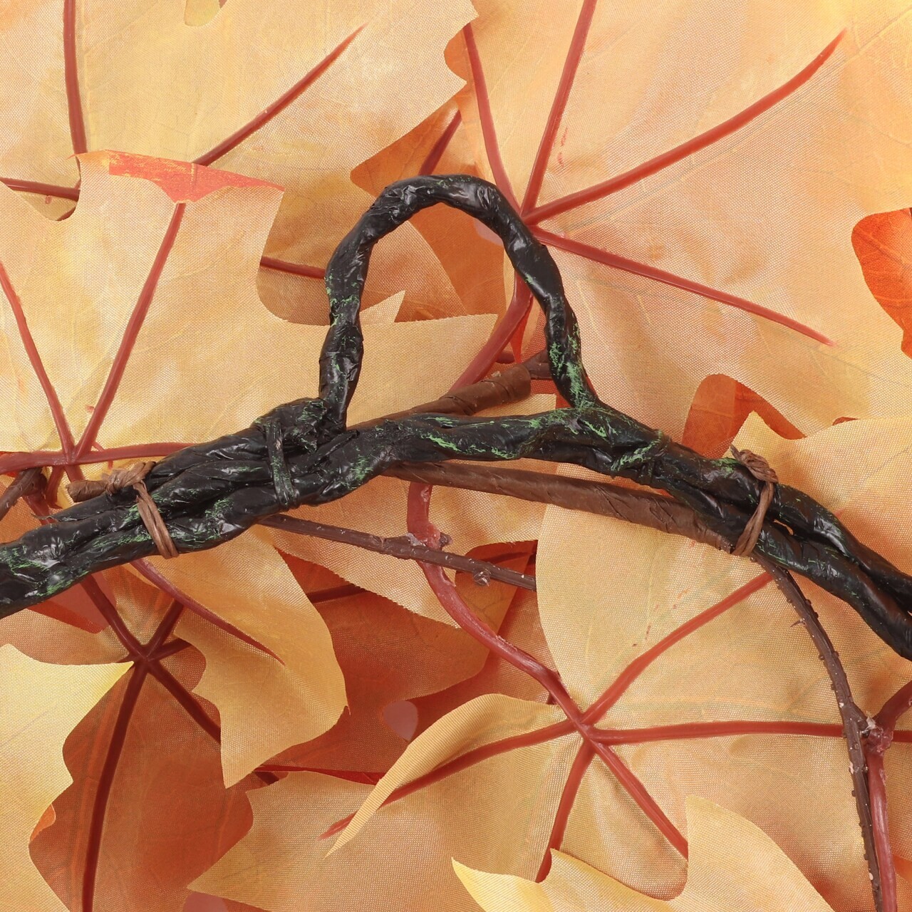 Artificial Maple Leaf Wreath Realistic Silk Burnt Orange Leaves Hanging Loop