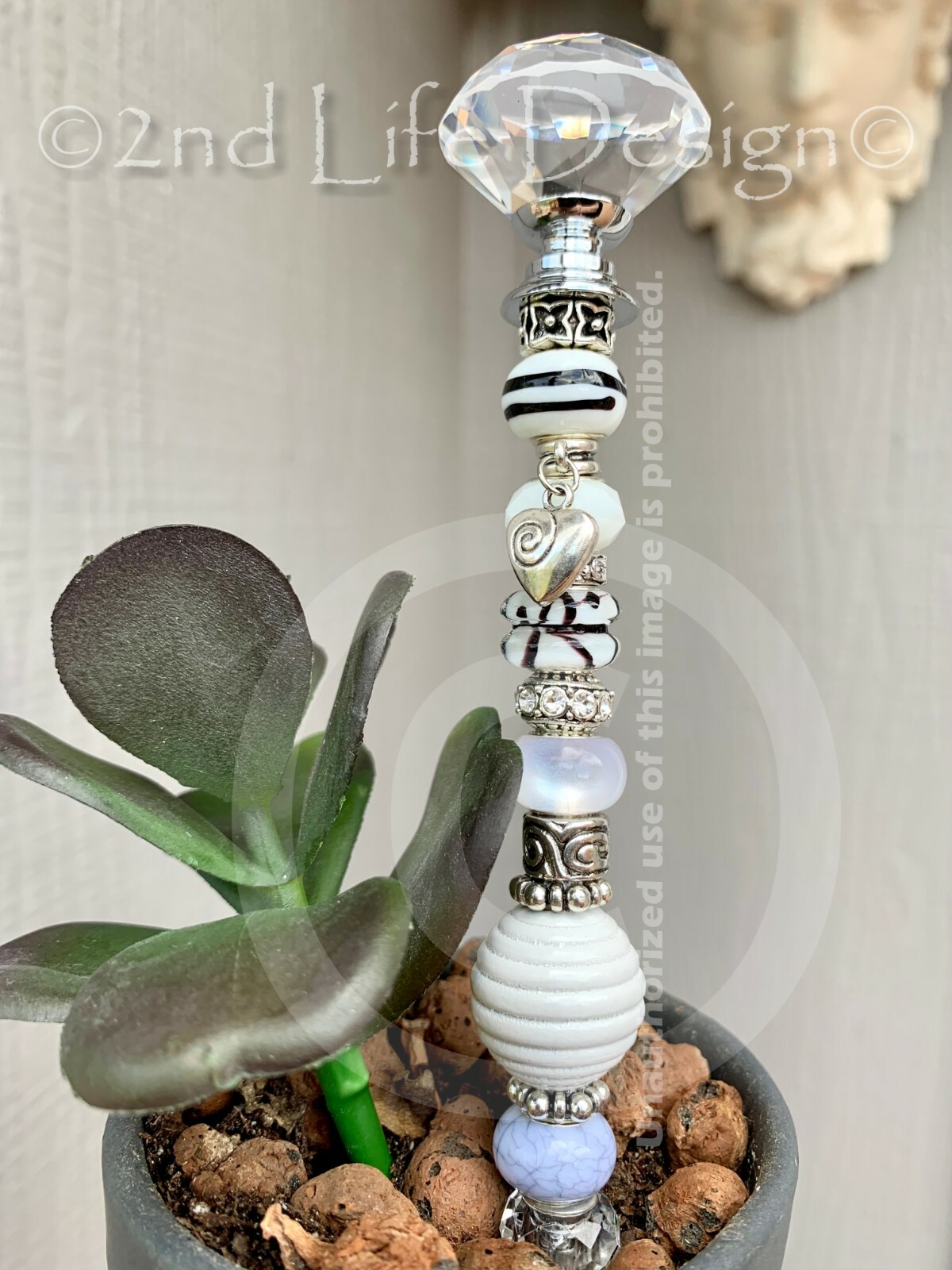 White/Cream Cottage Farm House Fairy Wand Plant/Succulent Decor HANDMADE in USA