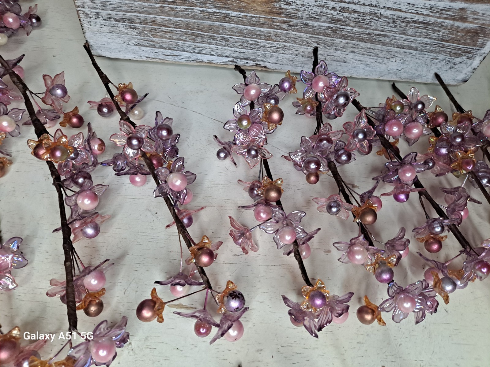 Pink Purple Plastic Flower Floral Branches 25 Piece