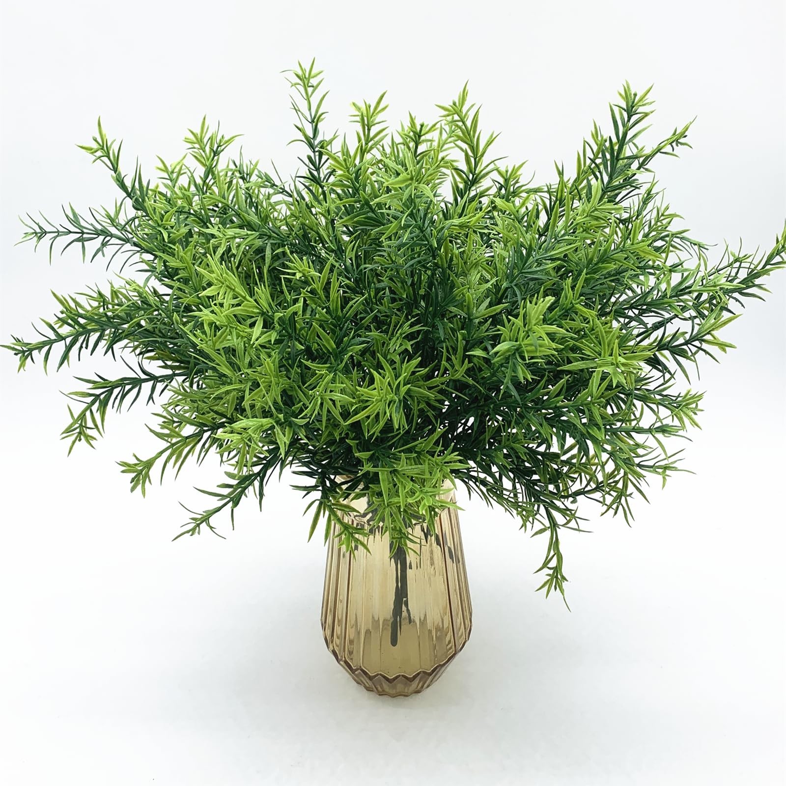 Artificial Plants, Fake Rosemary Shrubs 6 Pack, Faux Fern Stems Plastic Green…