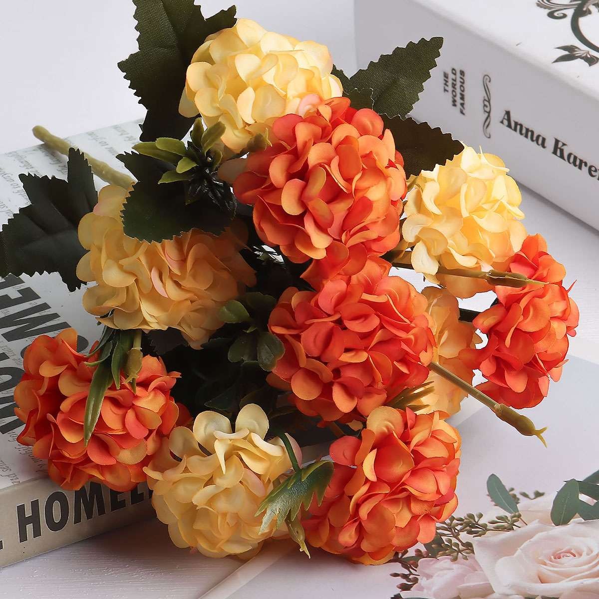 10 Heads Artificial Hydrangea Flower Bouquet Plants Home Wedding Decor
