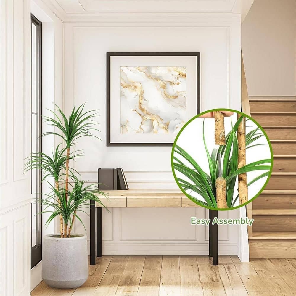 Artificial Dracaena Tree 4 ft. Realistic Fake Adjustable Branches Lifelike Faux