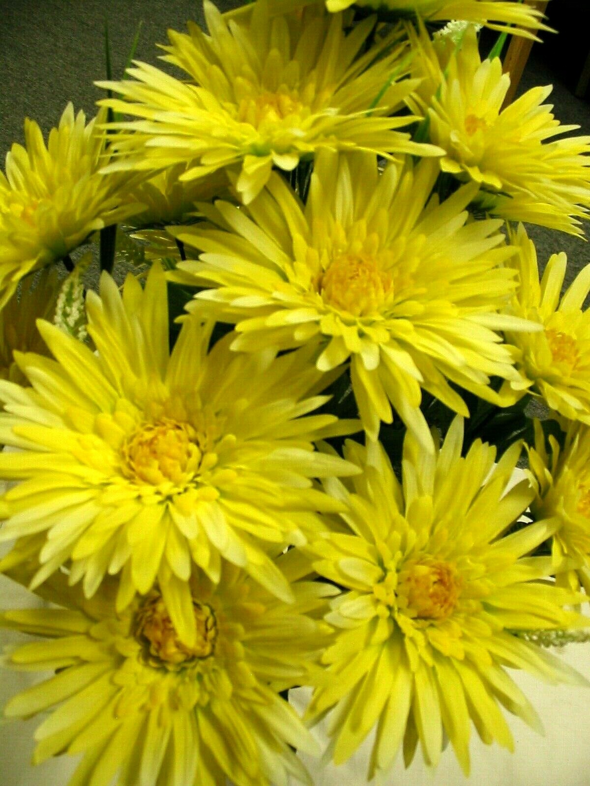 16-Gerbera Yellow Mums 21″ Bush Quality Silk Flower Home Wedding Decor Art USA
