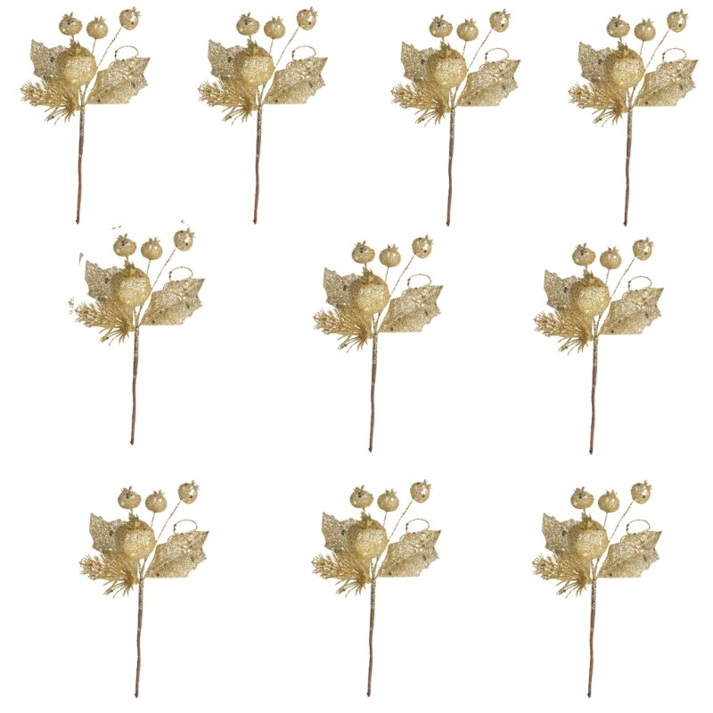 Decorative Gold Berries Sparkling Branch for Christmas Tree Vase Fillers
