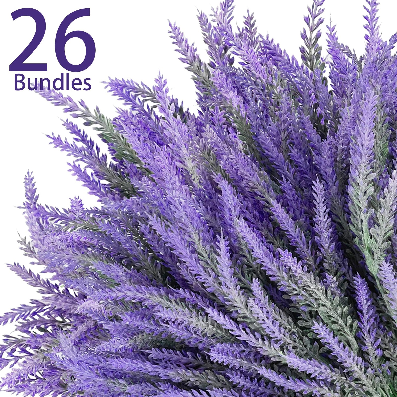 26 Bundles Lavender Fake Artificial Flowers, Faux Plastic Plants for Home Dec…