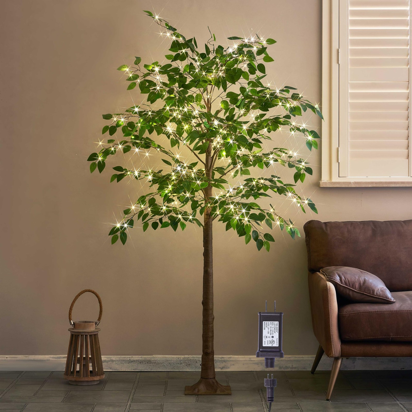 Artificial Ficus Silk Tree Lights 6FT 264 LED Fairy Lights, Faux Plant Tree w…
