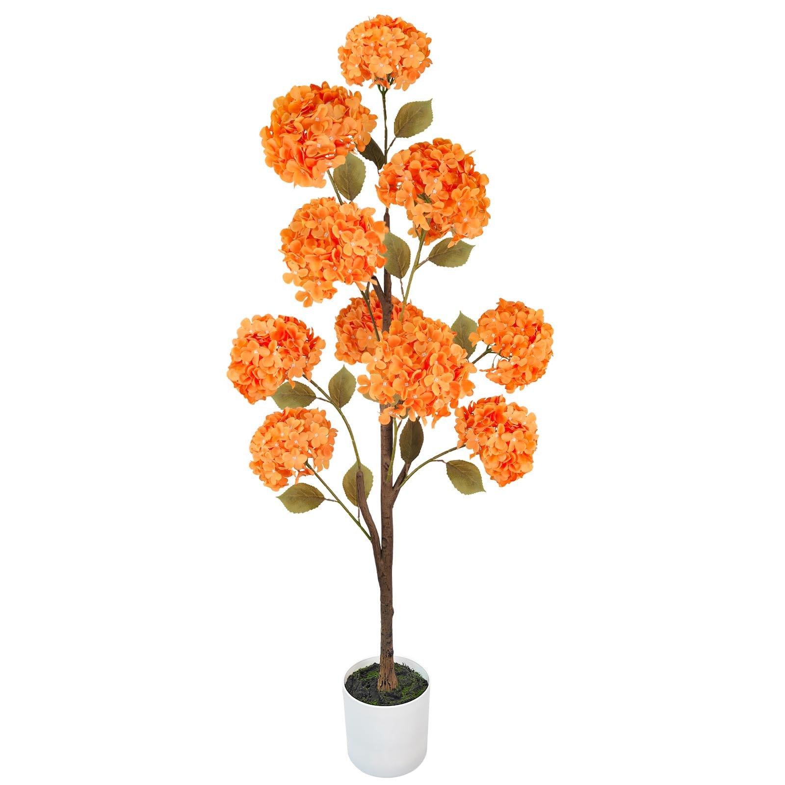 Artificial Hydrangea Tree, Fall Tree for Outdoor Indoor Porch Entryway, Orang…